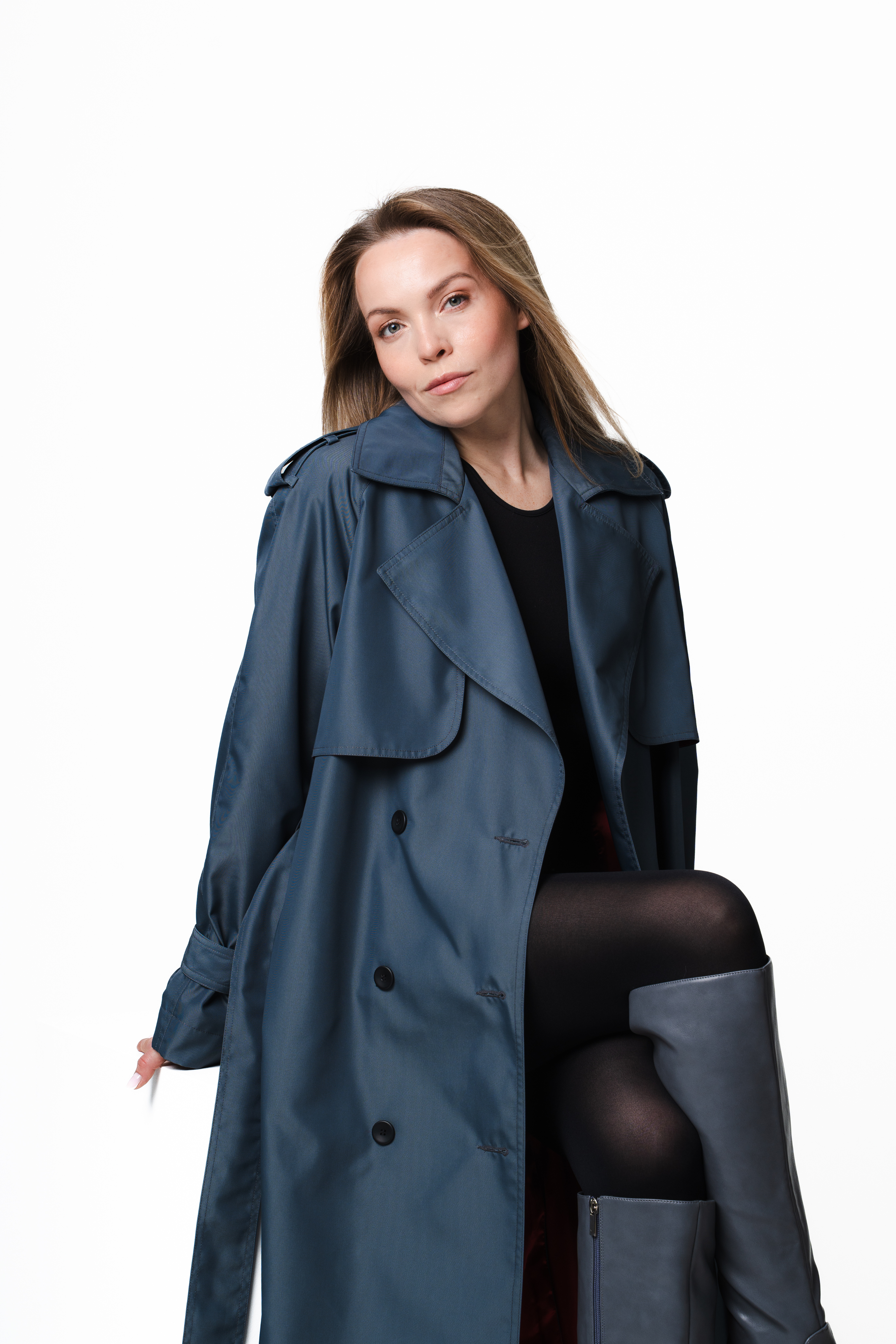 Cool Grey Trench Coat – Red Lining-3