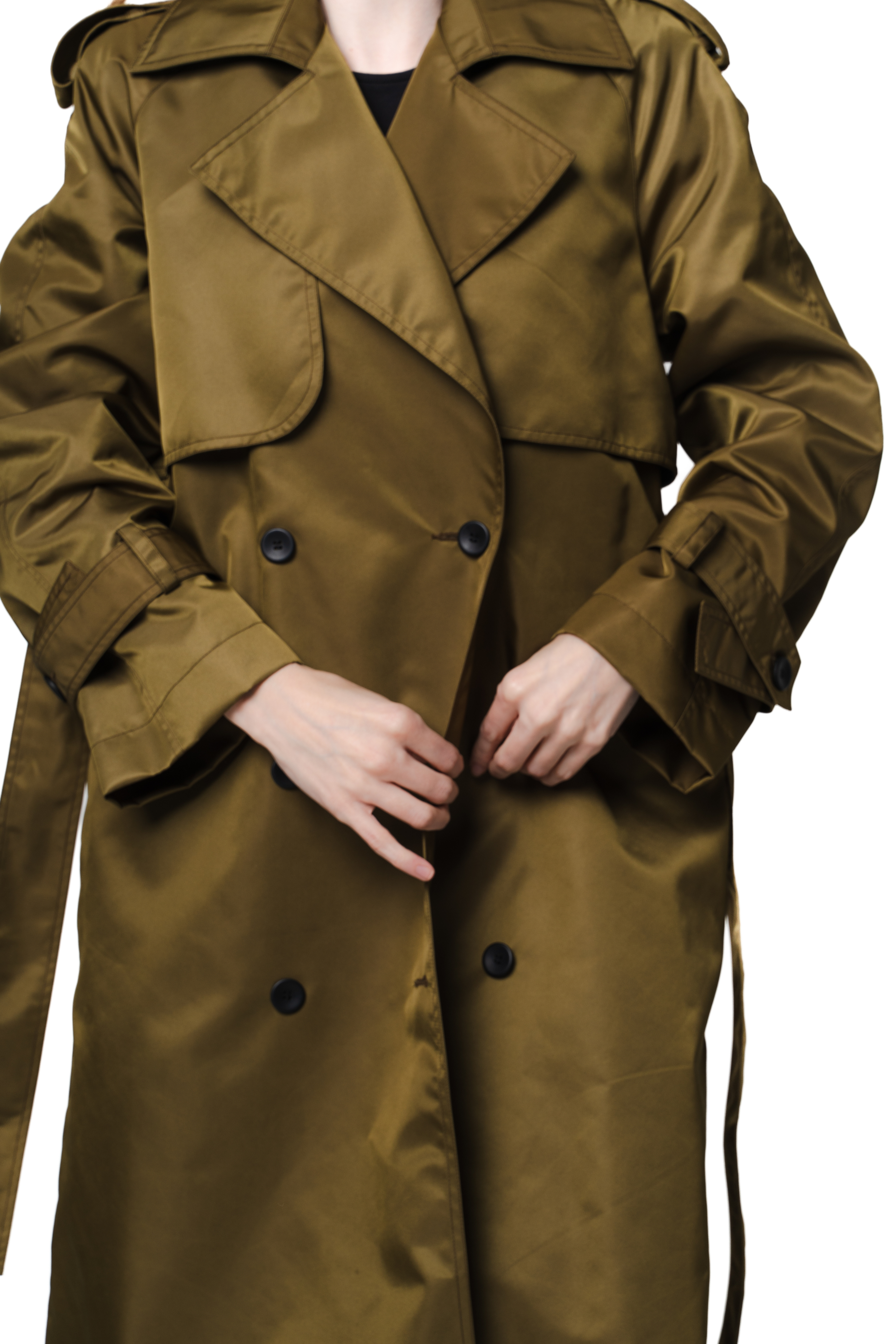 Olive Charm Trench Coat-3