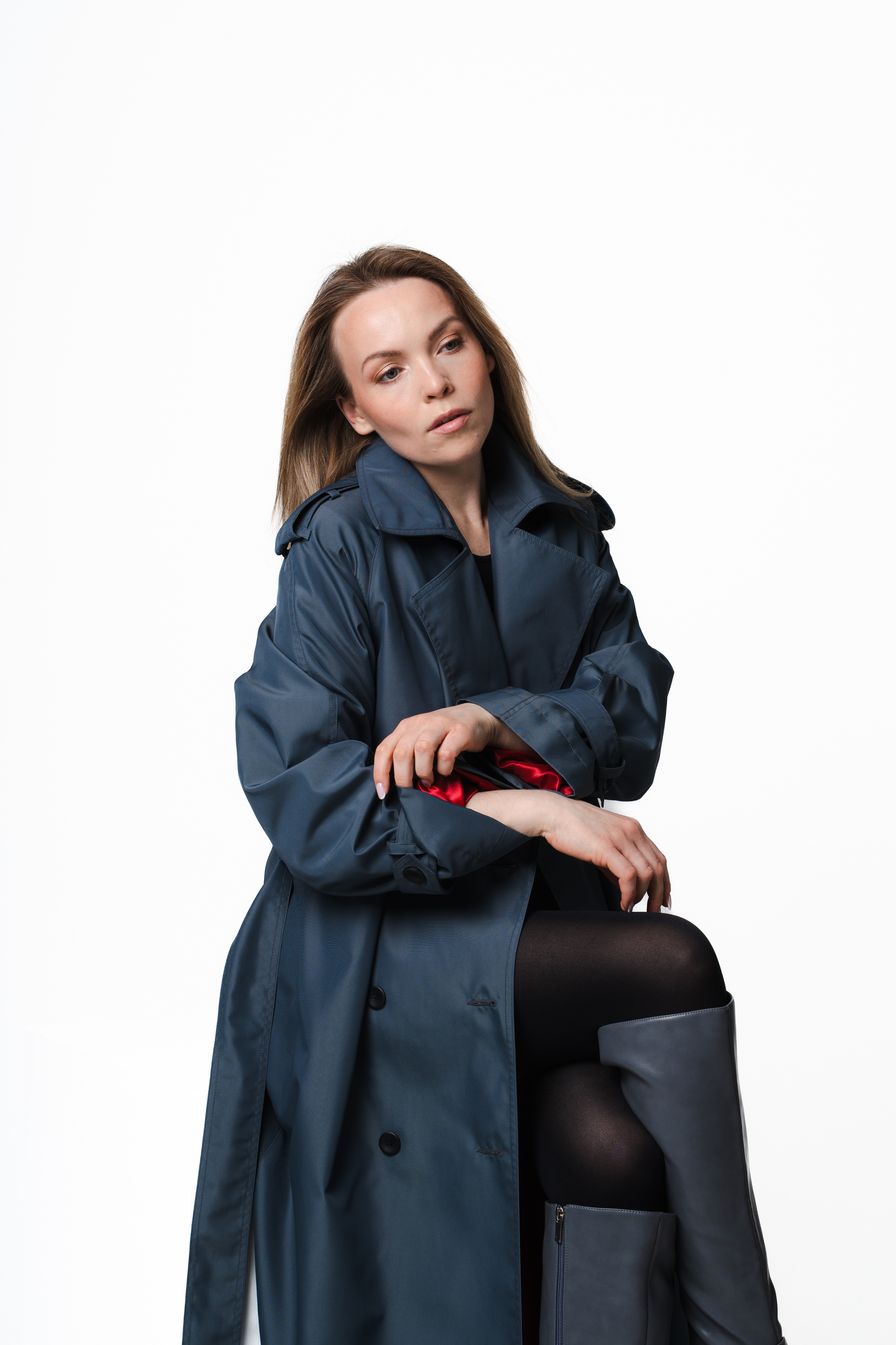 Cool Grey Trench Coat – Red Lining-8